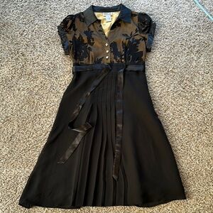 Robbie Bee Black A-Line Midi Dress with Peter Pan Collar